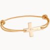 Bracelet cordon Croix plate personnalisable (plaqué or)  par Merci Maman