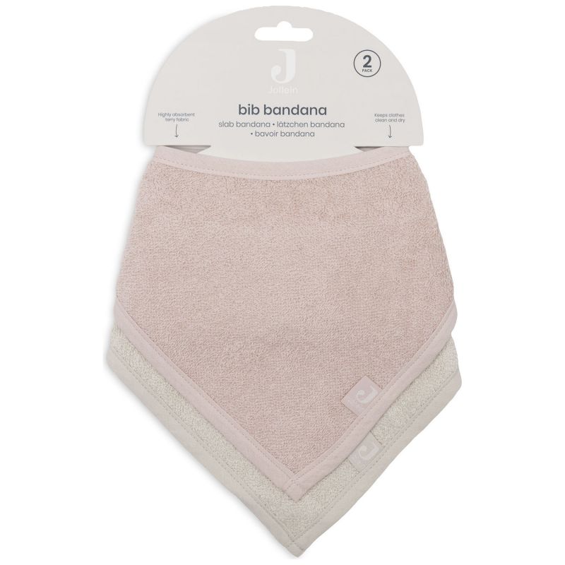 Lot de 2 bavoirs bandana Silk Rose-Sand Jollein Packaging 7