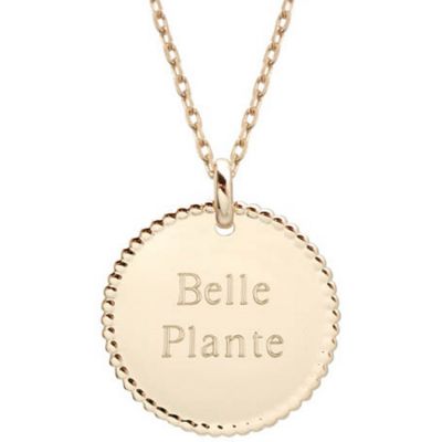 Sautoir médaille perlée personnalisable (plaqué or) Petits trésors