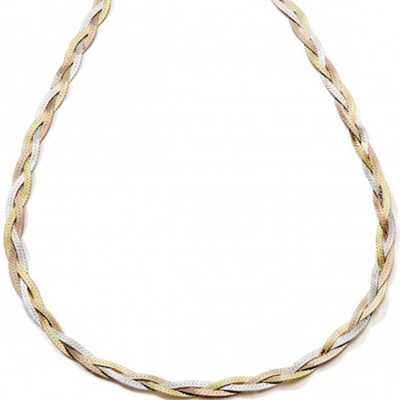 Chaîne tressée 3 couleurs 42 cm (argent) Baby bijoux