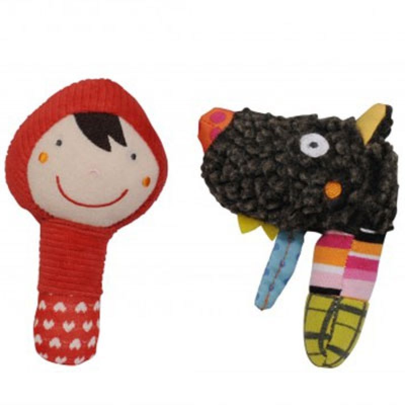 Lot de 2 hochets maracas Louloup et Chaperon T'es Fou Louloup (13 cm) Ebulobo