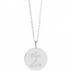 Collier médaille martelée 45 cm personnalisable (argent 925°)