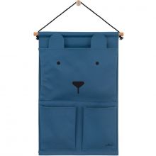 Vide-poches à suspendre en toile canvas ours bleu  par Jollein