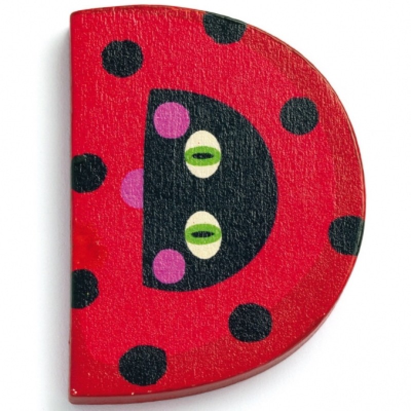 Lettre D en bois Coccinelle Achille Djeco