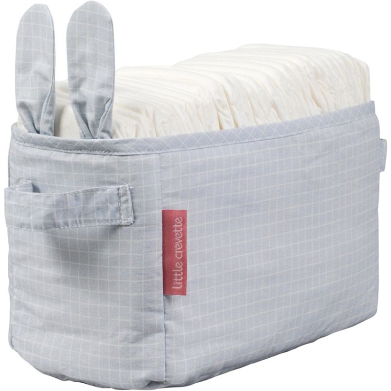 Panier de toilette en coton bio carreaux Lucien (24 x 12 cm) Little Crevette
