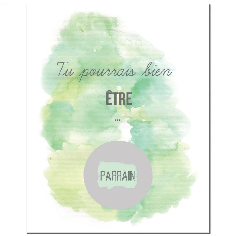 Carte à gratter Demande spéciale Aquarelle Parrain (8 x 10 cm) Les Boudeurs