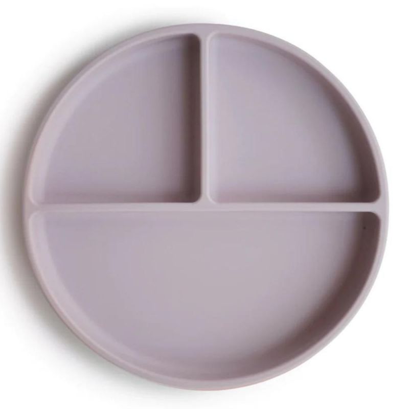 Assiette à compartiments en silicone avec ventouse Soft lilac Mushie
