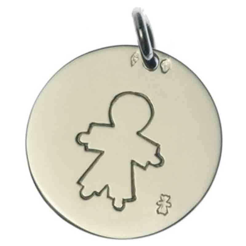 Médaille Pastille Petit garçon 20 mm (or jaune ou or blanc 750°) Loupidou