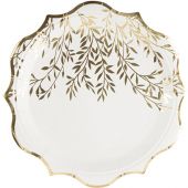 Lot de 8 assiettes Jolis Brins blanches et or