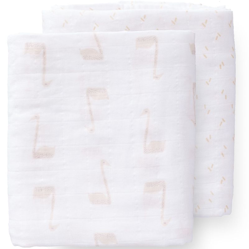 Lot de 2 maxi langes Cygne pêche (120 x 120 cm) Fresk