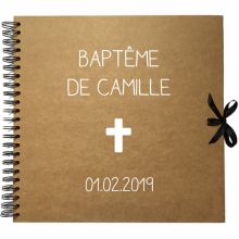 Album photo baptême personnalisable kraft et blanc (30 x 30 cm)  par Les Griottes