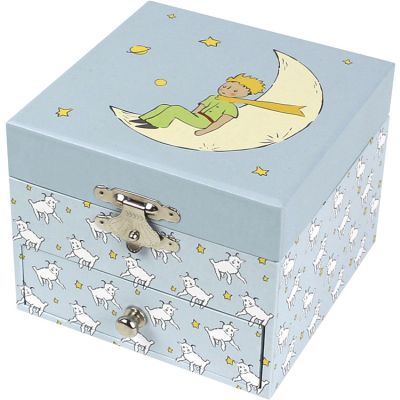 Boîte à musique cube Le Petit Prince bleu clair  par Trousselier