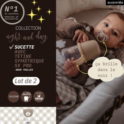 Lot de 2 sucettes symétriques SXPro Wild&Free Night and Day Rose (6-18 mois)