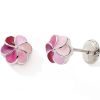 Boucles d'oreilles Easy Viss Fleur laquée rose (argent 925) - Baby bijoux