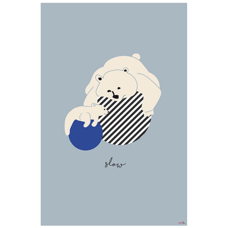 Grande affiche ours Slow (60 x 40 cm) Mimi'lou