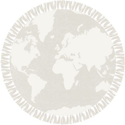 Tapis rond en toile de coton Carte du monde (120 cm)  par Lilipinso