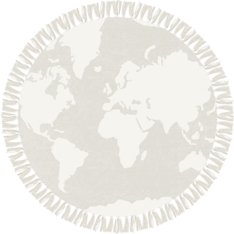 Tapis rond en toile de coton Carte du monde (120 cm) Lilipinso