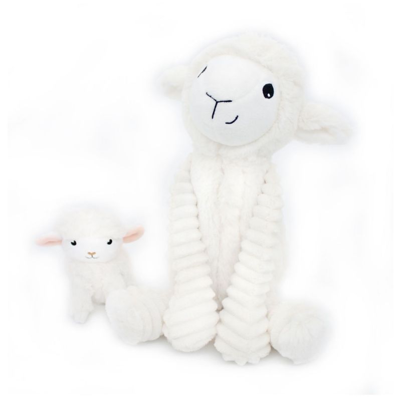 Peluche Mouton maman et bébé Les Ptipotos Blanc (31 cm) Les Déglingos Produit 1