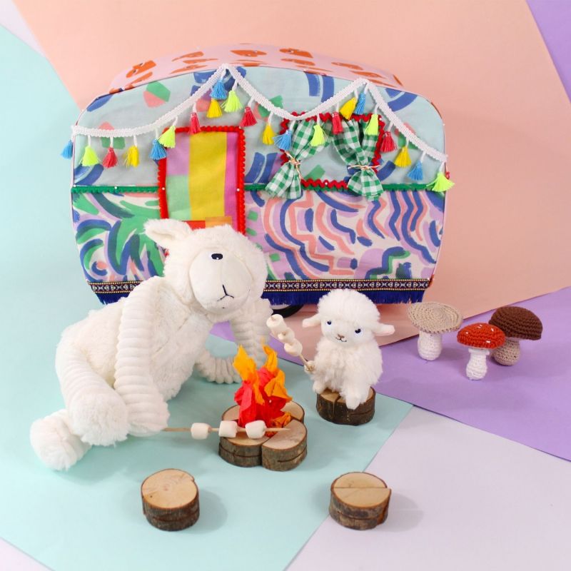 Peluche Mouton maman et bébé Les Ptipotos Blanc (31 cm) Les Déglingos Ambiance 2