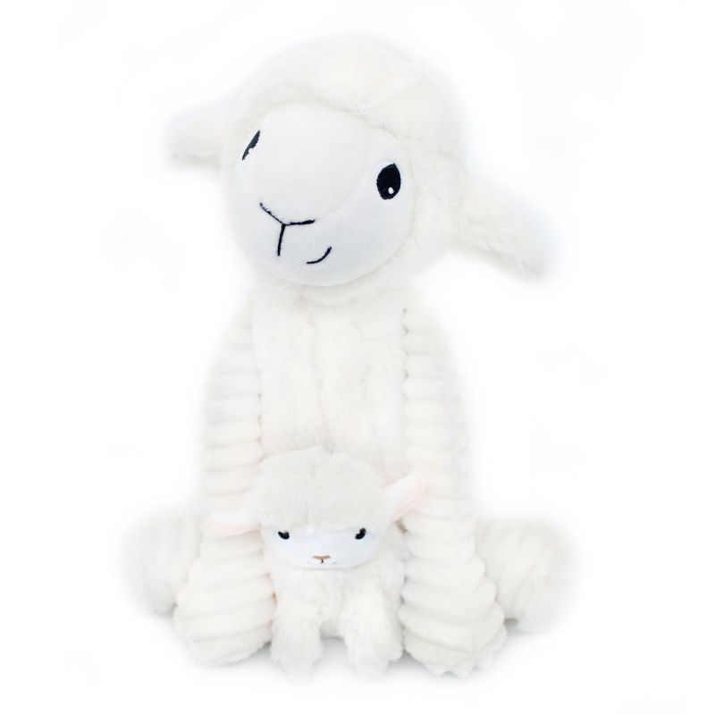 Peluche Mouton maman et bébé Les Ptipotos Blanc (31 cm) Les Déglingos Produit 3