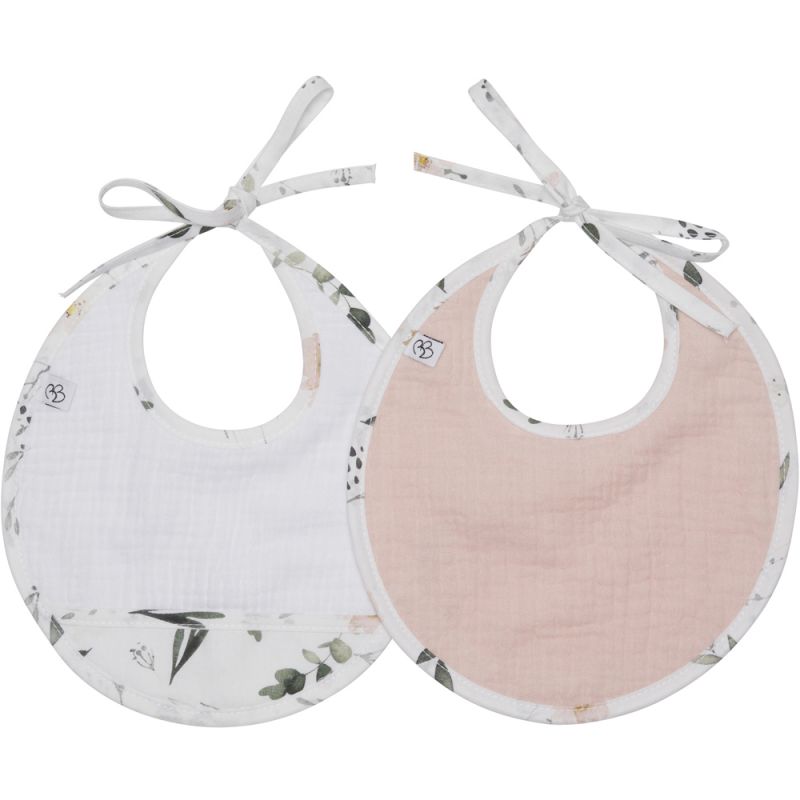 Lot de 2 bavoirs naissance en gaze de coton Sweet Garden BB & Co