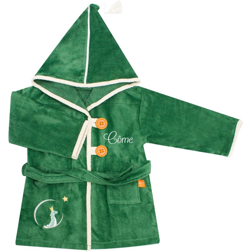 Peignoir dino vert forêt personnalisable (2-4 ans) L'oiseau bateau