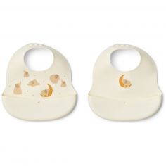 Lot de 2 bavoirs en silicone Ember Elephant Crème de la crème - Liewood