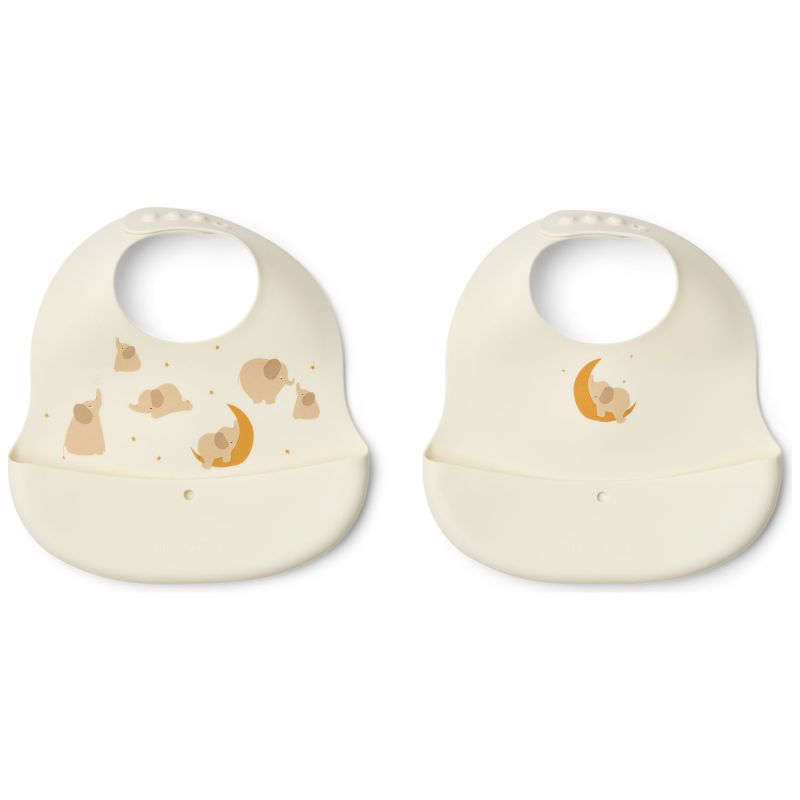 Lot de 2 bavoirs en silicone Ember Elephant Crème de la crème Liewood Produit 1