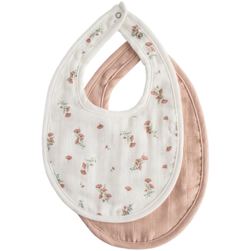 Lot de 2 bavoirs en mousseline Blush-Pink Floral Mushie Produit 1