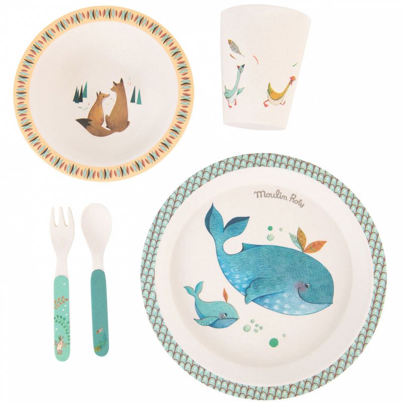 Coffret repas en bambou Le voyage d'Olga (5 pièces) Moulin Roty