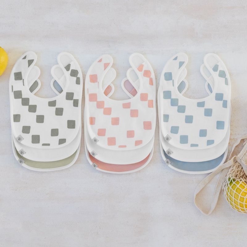 Lot de 3 bavoirs naissance GOTS Happy Fruits pêche Lässig Ambiance 5