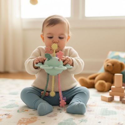 Jouet d'éveil et de dentition en silicone Jardin Sensoriel