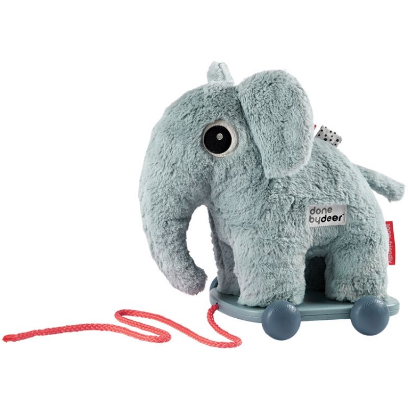 Jouet à tirer avec aimant Elphee éléphant bleu Done by Deer