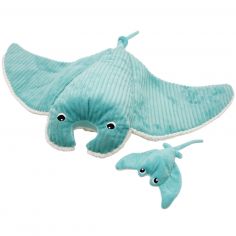 Peluche géante Mantalou la raie manta et son bébé Aqua (67 cm) - Les Déglingos