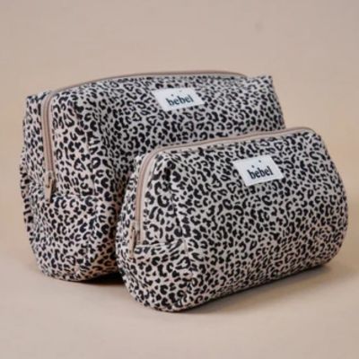 Trousse de toilette mini Léopard beige