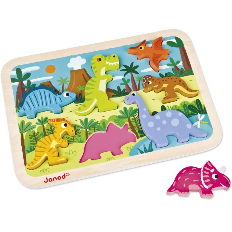 Puzzle à encastrement Chunky Dinosaures (7 pièces) Janod