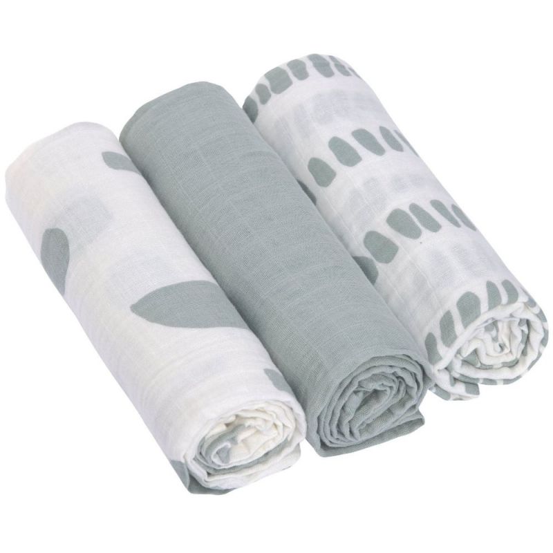 Lot de 3 langes en mousseline Pointillés gris argenté (60 x 60 cm) Lässig Produit 1