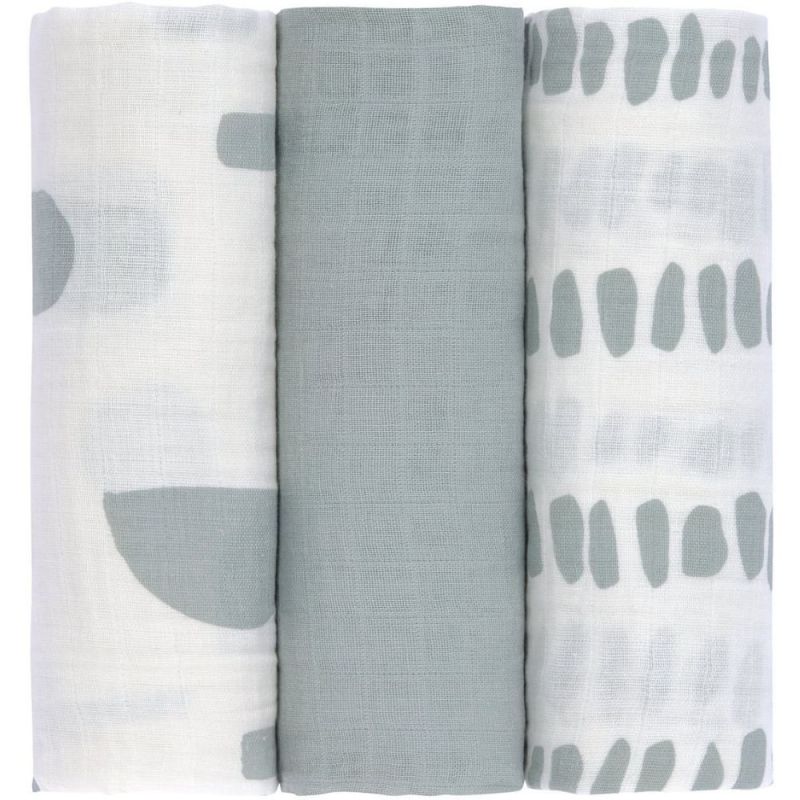 Lot de 3 langes en mousseline Pointillés gris argenté (60 x 60 cm) Lässig Produit 2