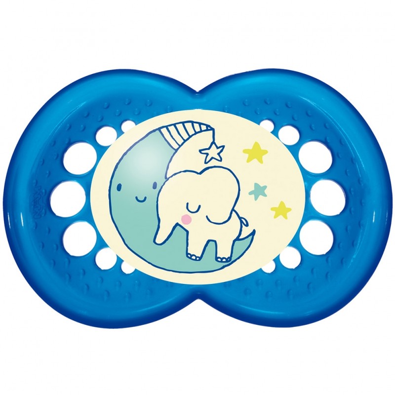 Lot de 2 sucettes anatomiques Nuit garçon en silicone motif aléatoire (6 mois et +) MAM