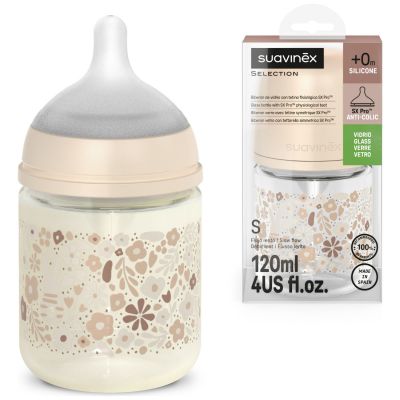 Biberon verre tétine SXPro S Wonderland Liberty beige (120 ml)