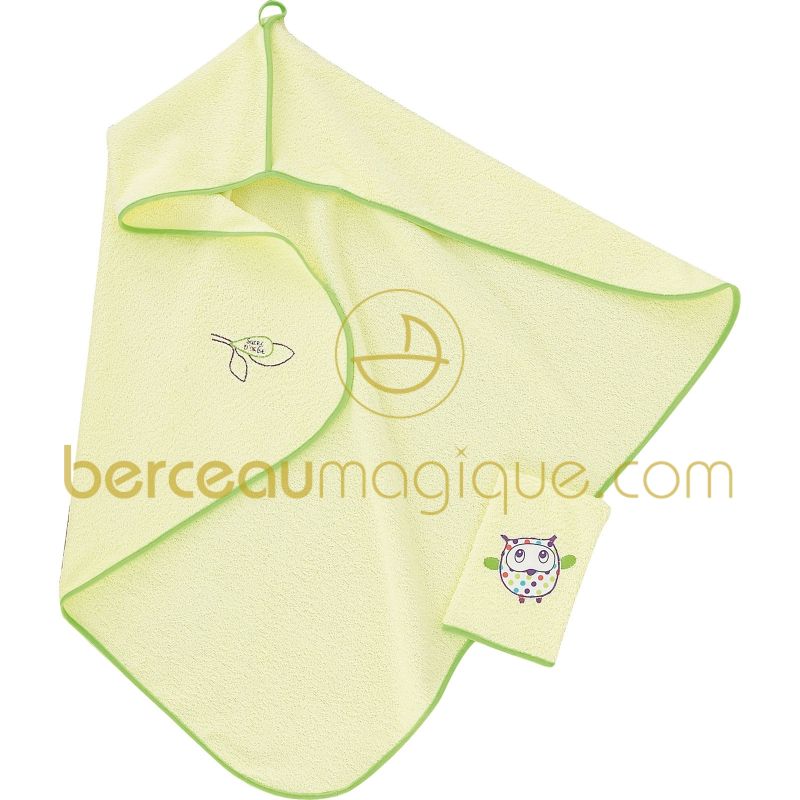 Sortie de bain personnalisable et son gant Un monde de couleurs Sucre d'orge