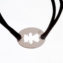 Bracelet cordon plaque ajourée petite fille 20 mm (or blanc 750°)  par Loupidou