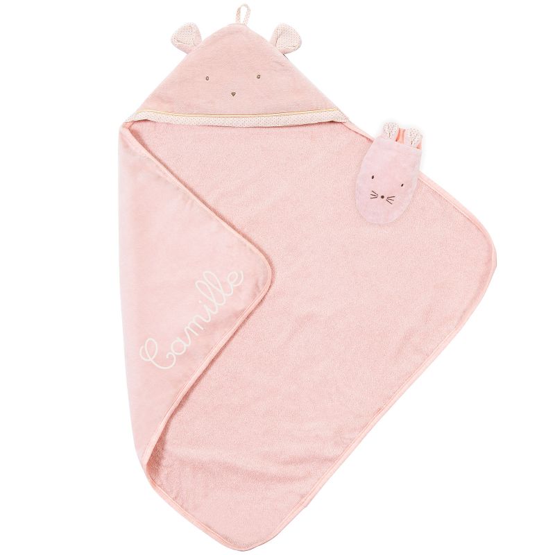 Cape de bain + gant Il était une fois souris personnalisable (80 x 80 cm) Moulin Roty