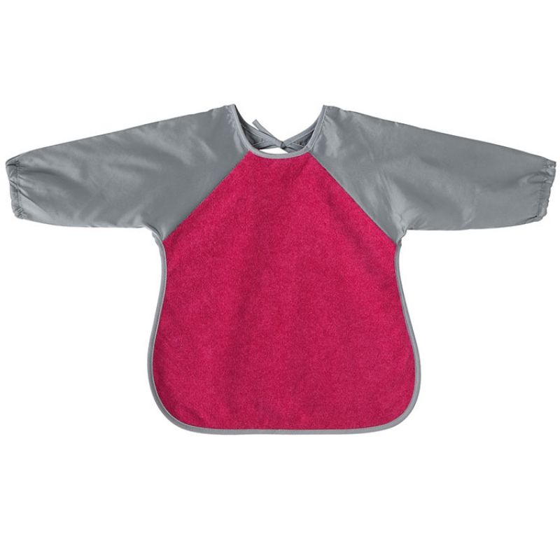 Bavoir tablier à manches rose et gris Babycalin