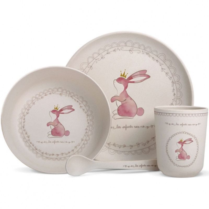 Coffret repas bambou lapin (4 pièces) Les enfants rois