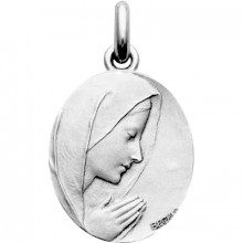 Médaille Vierge Prière (ovale) (or blanc 750°)  par Becker