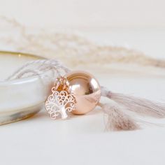 Bola de grossesse Gri-Gri Arbre de vie cordon (or rose) - Pleine Lune