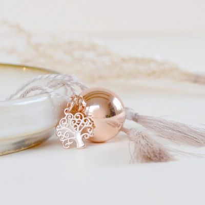 Bola de grossesse Gri-Gri Arbre de vie cordon (or rose) Pleine Lune
