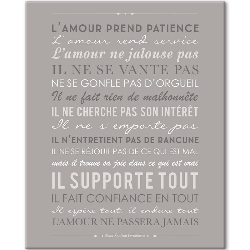 Tableau Saint Paul Apôtre aux Corinthiens gris galet (33 x 41 cm) Mes Mots Déco