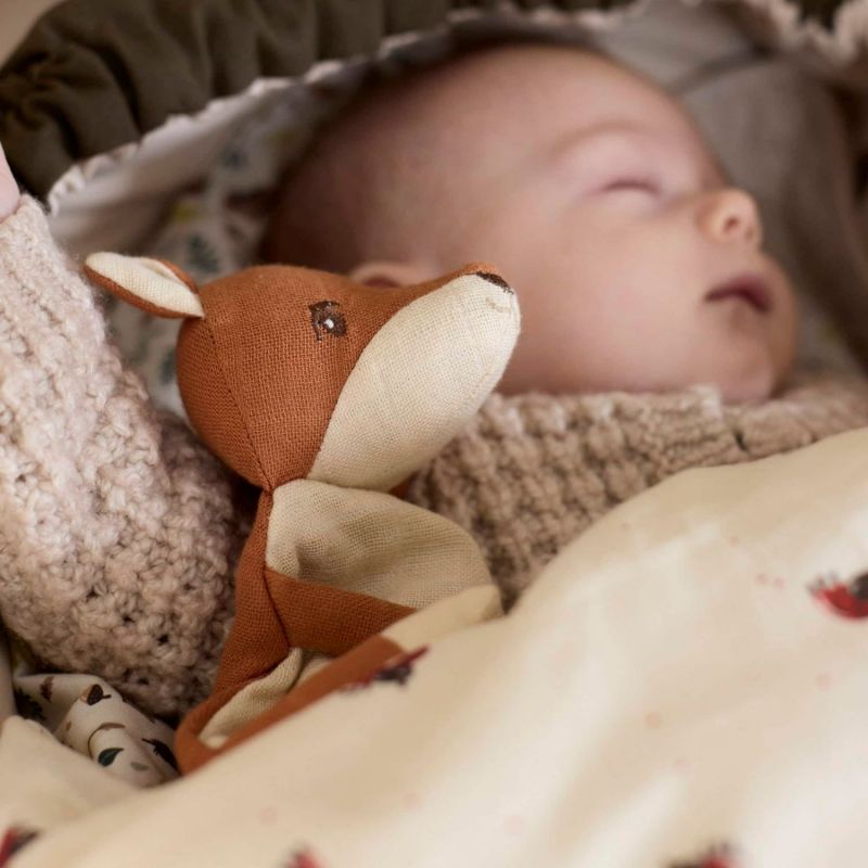 Image d'ambiance de présentation du produit Doudou avec anneau de dentition Renard - Filibabba